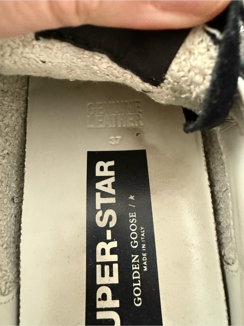 Golden Goose Women's Black Leather Super-Star Sneakers with Glitter Heel - Picture 9 of 9